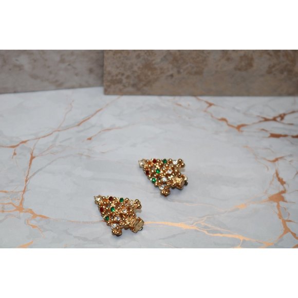 Vintage Eisenberg Christmas Tree Signed Catherines Earrings - Picture 7 of 8